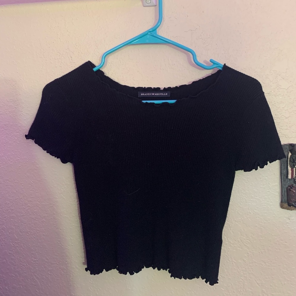 brandy melville ribbed ruffle t-shirt